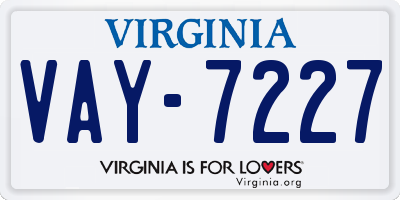 VA license plate VAY7227