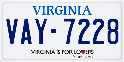 VA license plate VAY7228