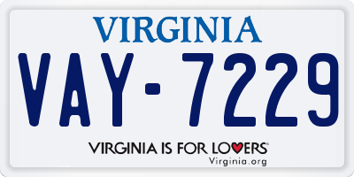 VA license plate VAY7229