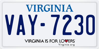 VA license plate VAY7230