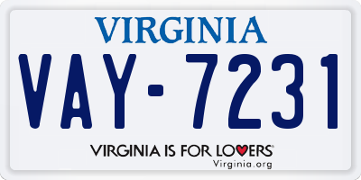 VA license plate VAY7231