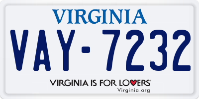 VA license plate VAY7232