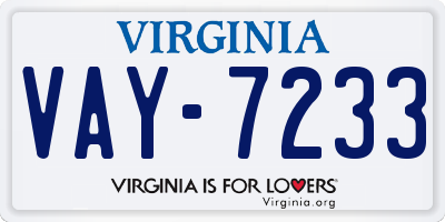VA license plate VAY7233