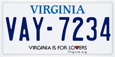 VA license plate VAY7234