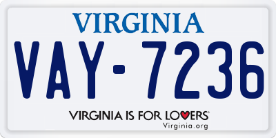 VA license plate VAY7236