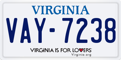 VA license plate VAY7238