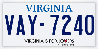 VA license plate VAY7240
