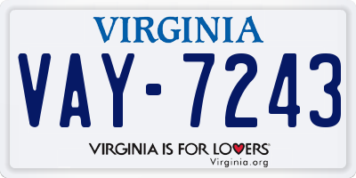 VA license plate VAY7243