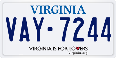 VA license plate VAY7244