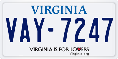 VA license plate VAY7247