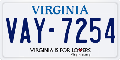VA license plate VAY7254