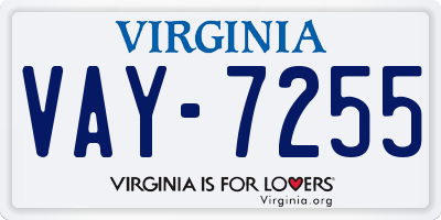 VA license plate VAY7255