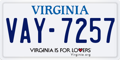 VA license plate VAY7257