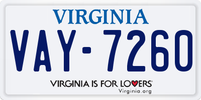 VA license plate VAY7260