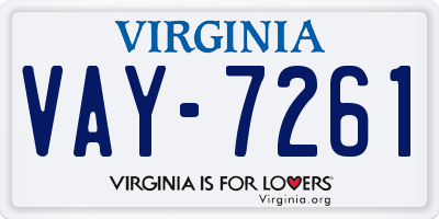 VA license plate VAY7261