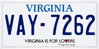 VA license plate VAY7262