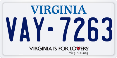 VA license plate VAY7263