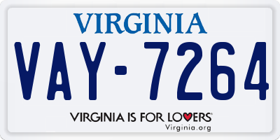 VA license plate VAY7264