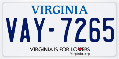 VA license plate VAY7265