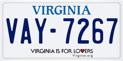 VA license plate VAY7267