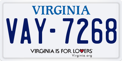 VA license plate VAY7268