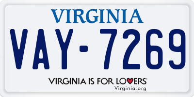 VA license plate VAY7269