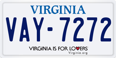 VA license plate VAY7272