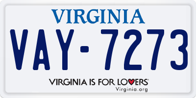 VA license plate VAY7273