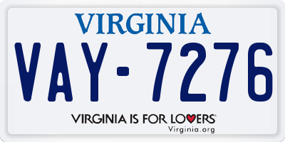 VA license plate VAY7276