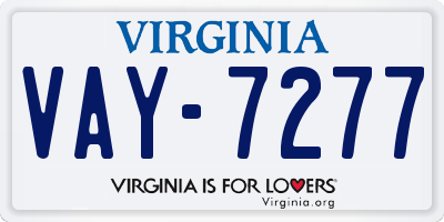 VA license plate VAY7277