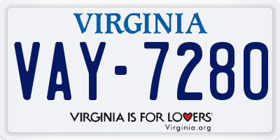 VA license plate VAY7280