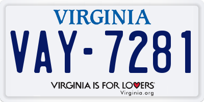 VA license plate VAY7281