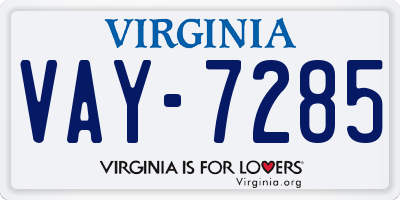 VA license plate VAY7285