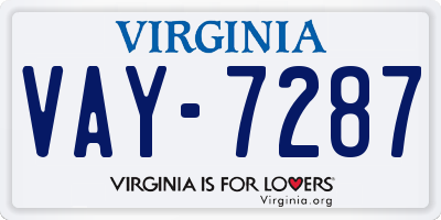 VA license plate VAY7287