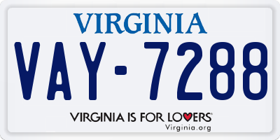 VA license plate VAY7288