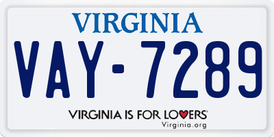 VA license plate VAY7289