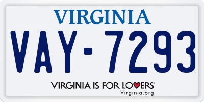 VA license plate VAY7293