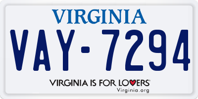 VA license plate VAY7294