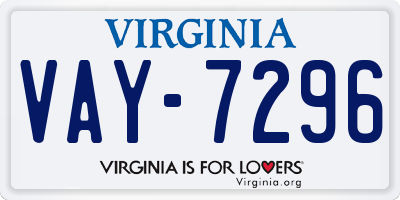 VA license plate VAY7296