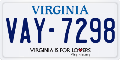 VA license plate VAY7298