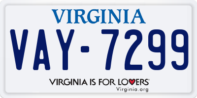 VA license plate VAY7299
