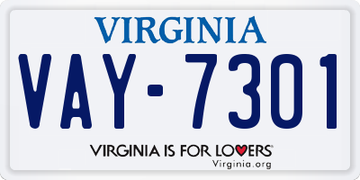 VA license plate VAY7301