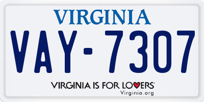 VA license plate VAY7307