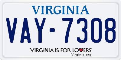 VA license plate VAY7308