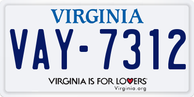 VA license plate VAY7312