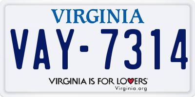 VA license plate VAY7314