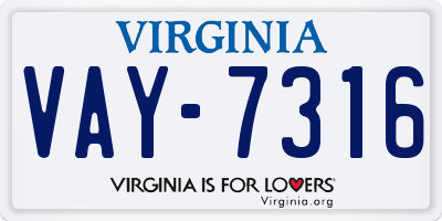VA license plate VAY7316