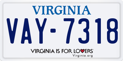 VA license plate VAY7318