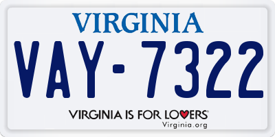 VA license plate VAY7322