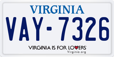 VA license plate VAY7326